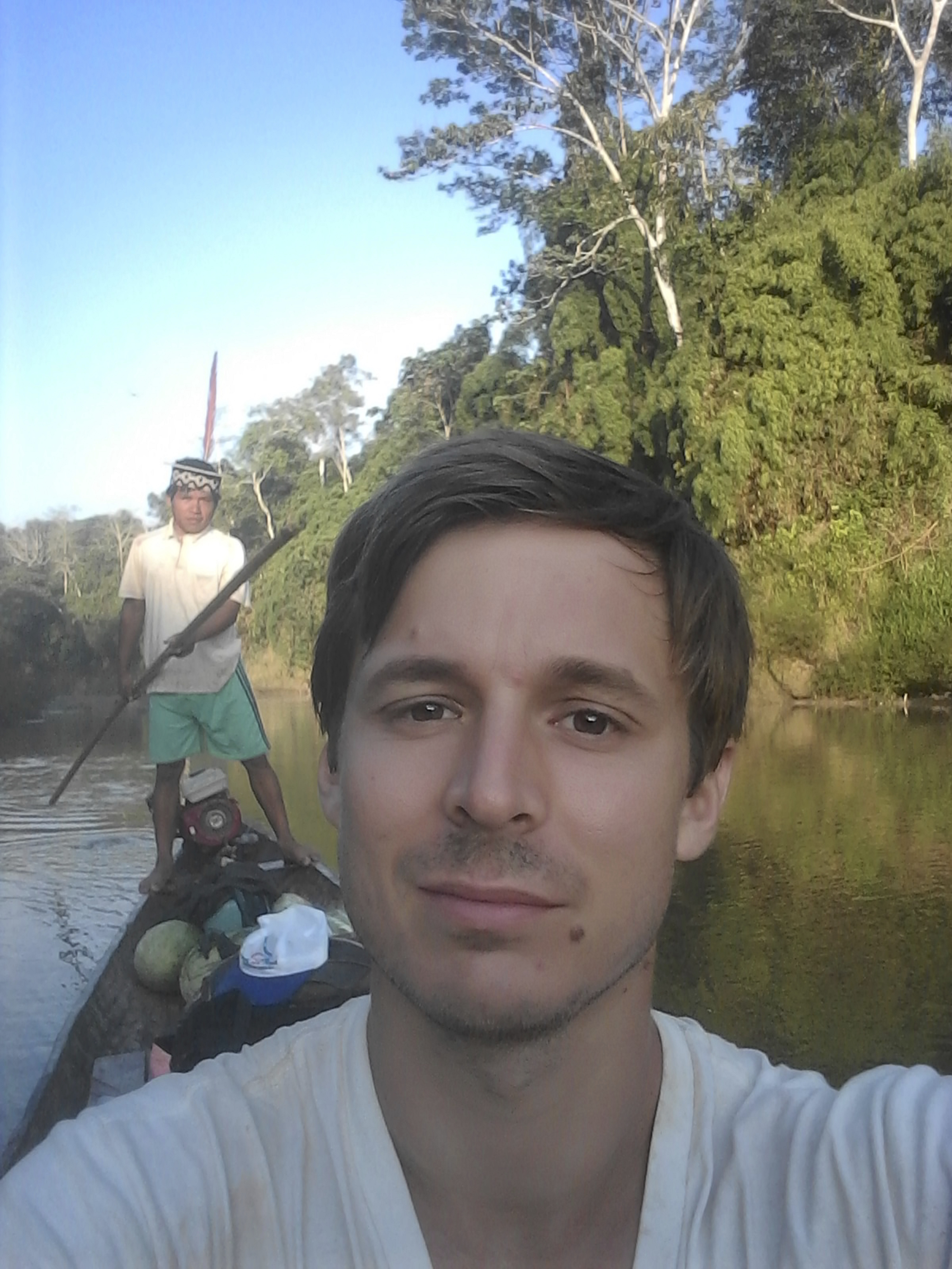 Isaiah Lorenzo in an Amazon riverboat