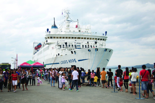 The Logos Hope at port