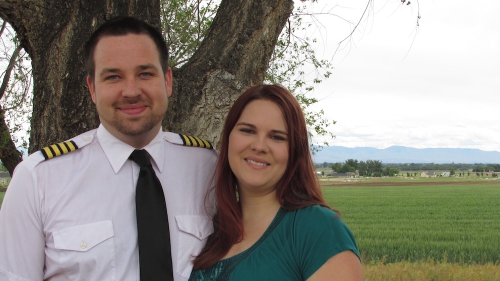 Moody Aviation graduate David Petersen and wife Ashley