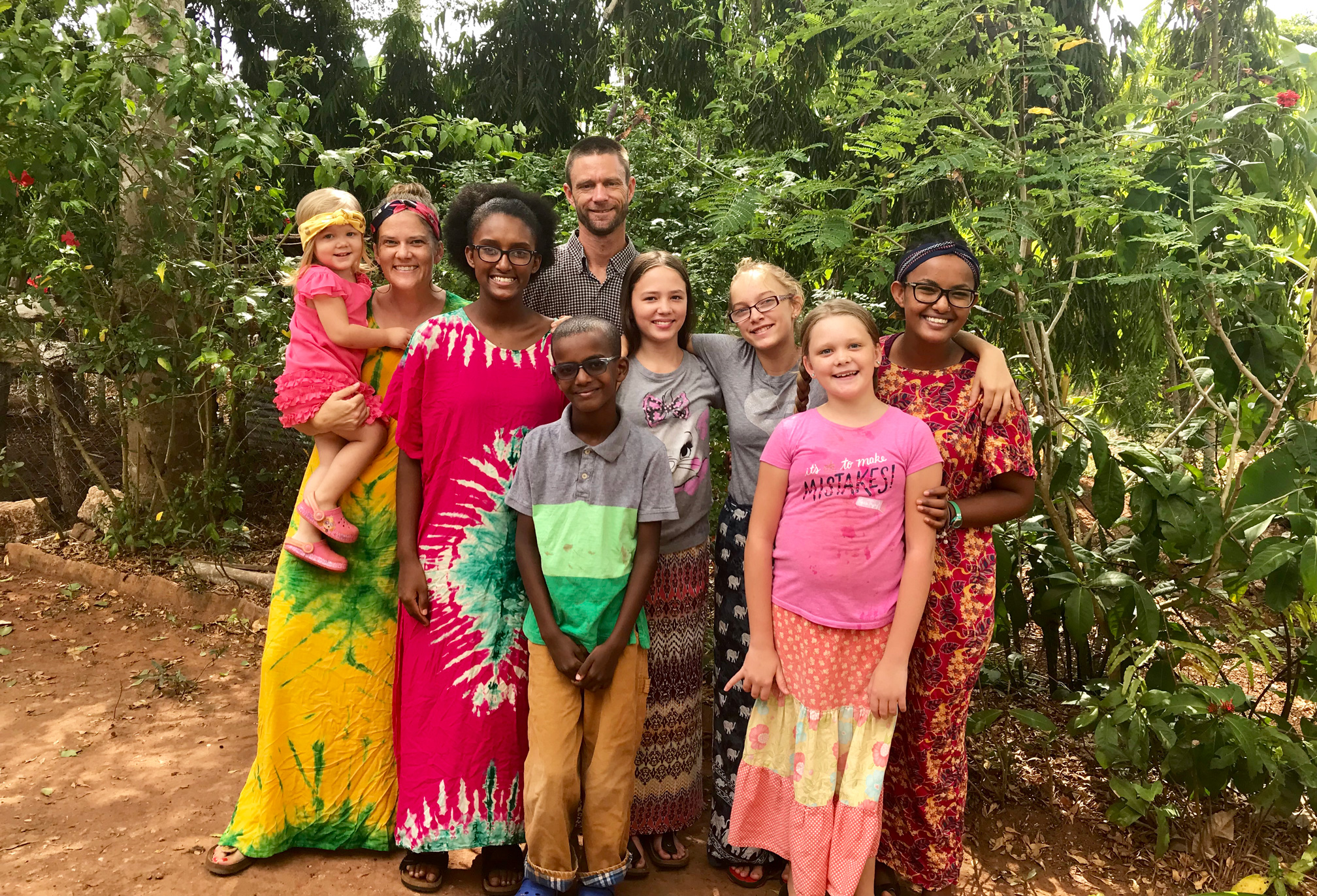 Adam Cheney, wife and children in Tsimba, Kenya