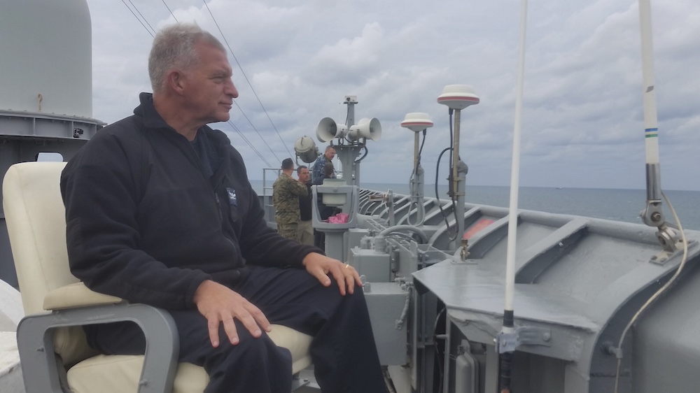 Wayne MacRae looks out at the sea