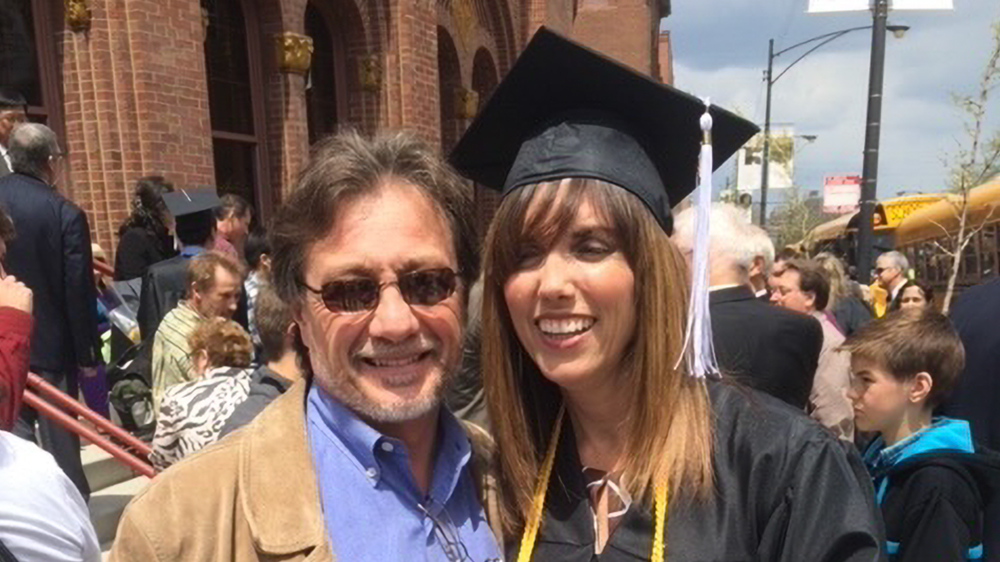 Dawn Pulgine with her husband, Tony, after graduating from Moody with a BA in Biblical Studies and Communications.