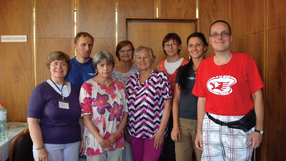 Pat Foster with members of one of her English as a Second Language classes in 2010 in the Czech Republic